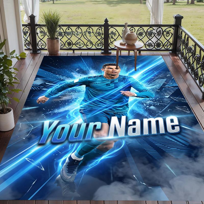Custom Text Printed Rug Cristiano Ronaldo Non Slip Floor Carpet For Home Room Decor