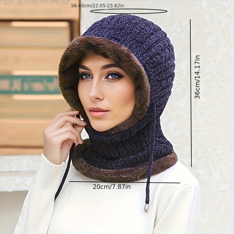 One-piece Windproof Hooded Scarf with Fleece Lining for Ear and Neck Protection - Perfect for Outdoor Cycling and Skiing