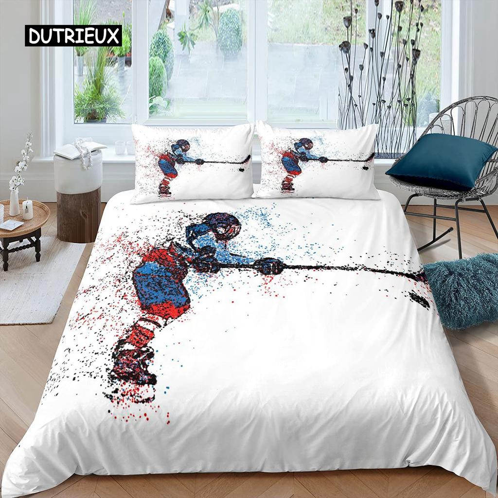 Комплект постельного белья с хоккейной тематикой для мальчиков, комплект постельного белья с хоккейной тематикой, размер King, для детей, молодежи, взрослых, мужчин, зимний пододеяльник