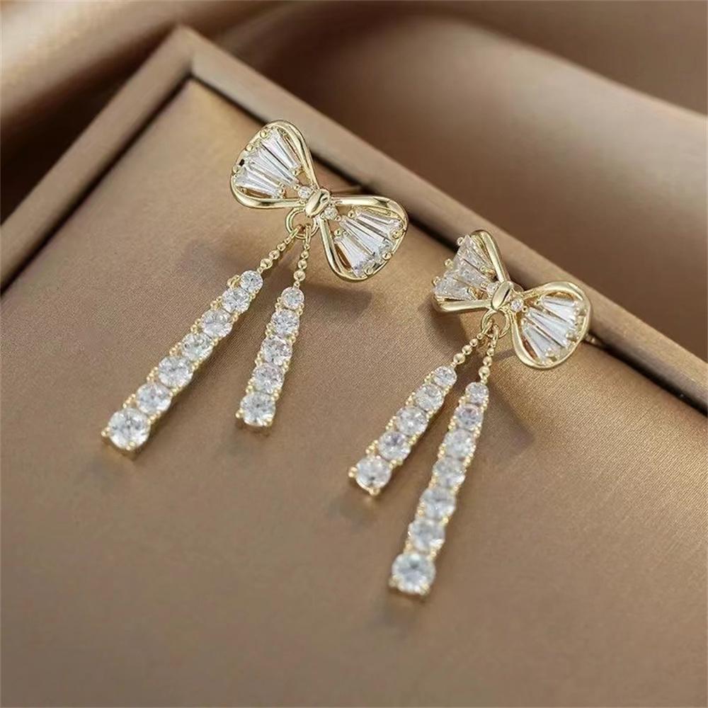 Fashion Bow Crystal Zircon Earrings For Women Trendy Party Jewelry Ear Accessories Valentine's Day Gift