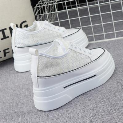 Увеличивающая рост стелька 8 см сетчатая дышащая белая обувь женская летняя новая модная универсальная узкая повседневная обувь увеличивающая рост