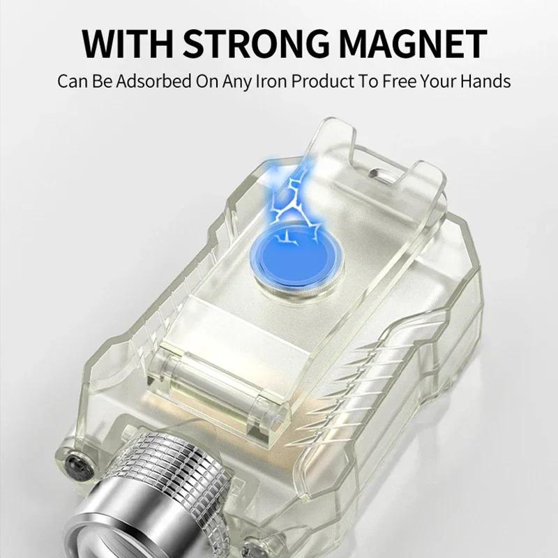 Mini Portable LED Flashlight with Motion Sensor Headlight 8 Modes USB Rechargeable Pen Clip Pocket Torch Outdoor Emergency Light