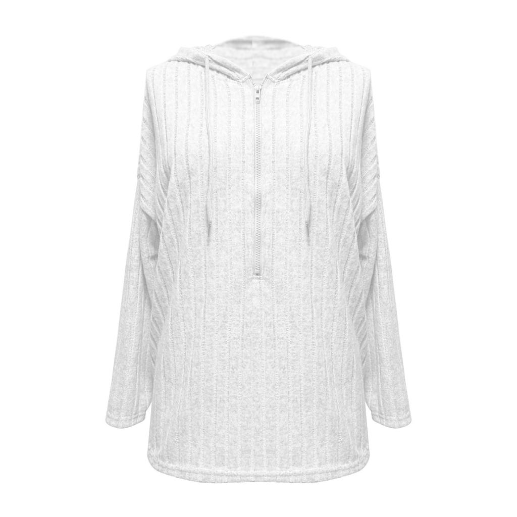 Женская мода зима новый однотонный длинный рукав толстовка женская с капюшоном на молнии топ