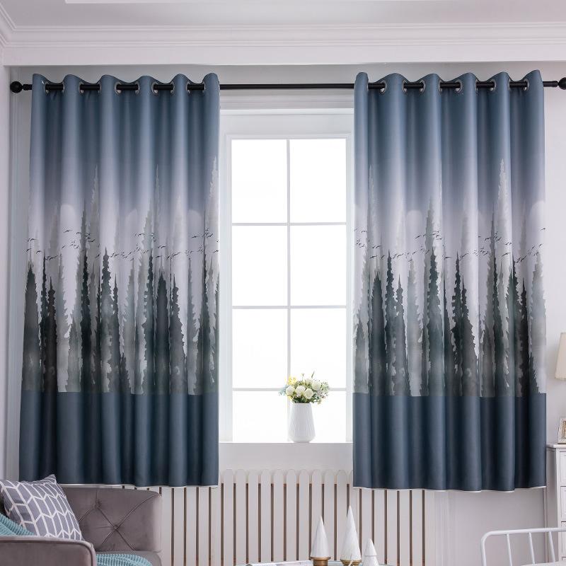 Односторонняя короткая занавеска с кедровым принтом и затемненными шторами высотой 1*2 метра для подвешивания