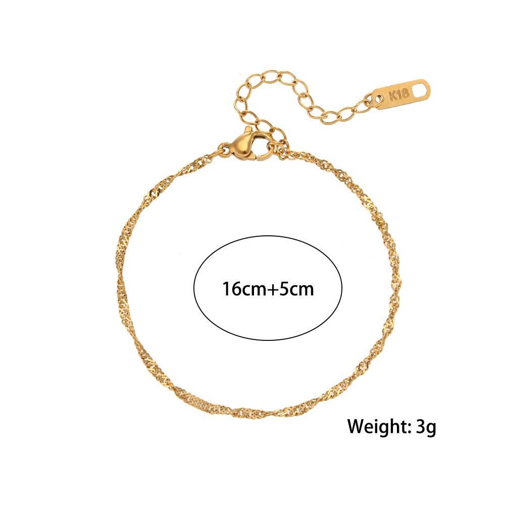 E.B.belle Dainty Water Wave Chain Stainless Steel Necklace Bracelet For Women Minimalist Thin Gold Plated Jewelry Set