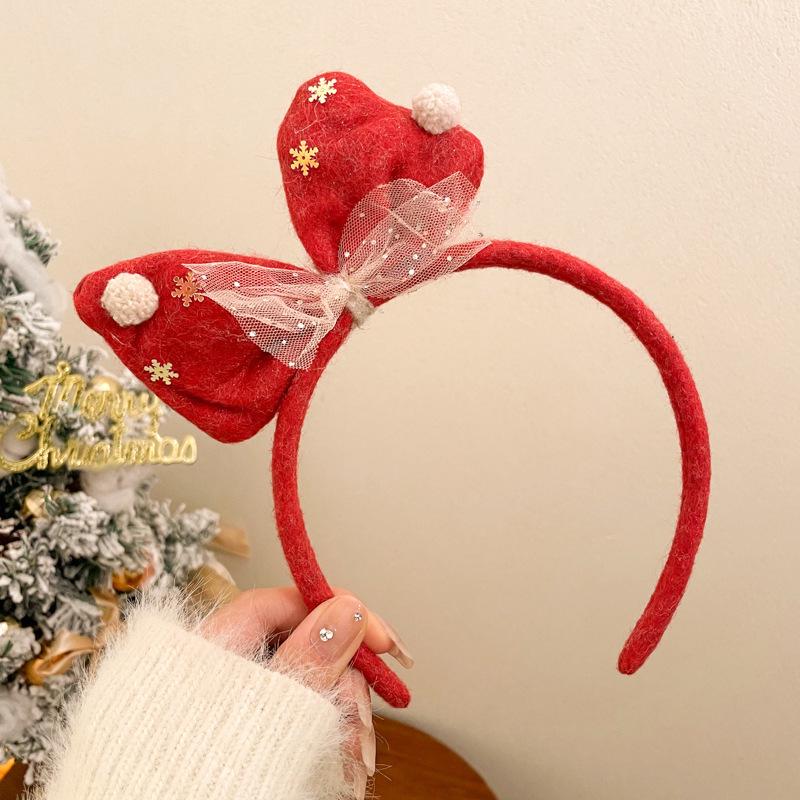 2025 Красный Ободок с Рогами Женская Рождественская Заколка для Волос Стиль Мори Аксессуар Шапка Оленя