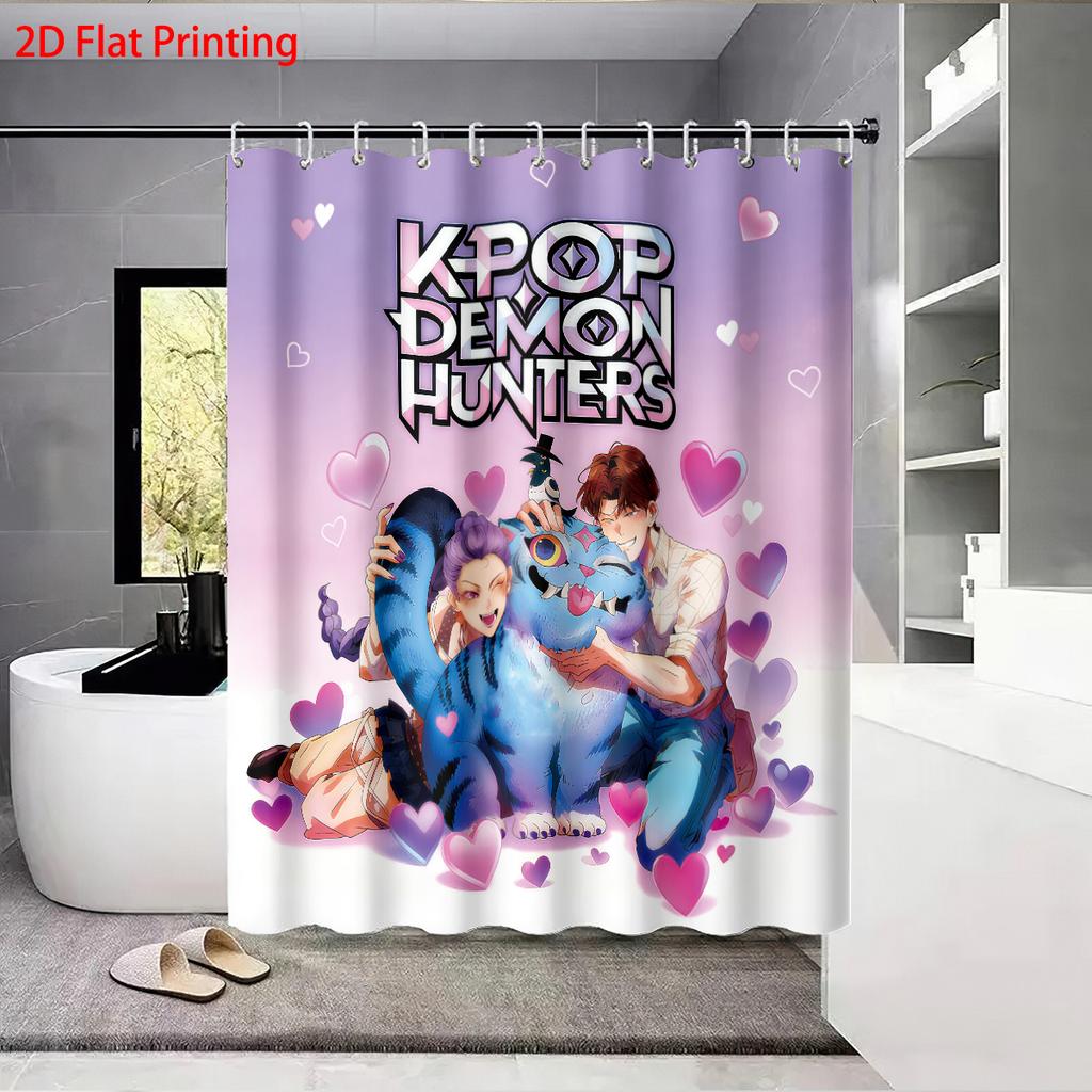 1 шт. K-pop Принт Охотники на демонов Водонепроницаемая шторка для душа Несколько размеров Приватная подвесная шторка и 12 крючков Легкая установка