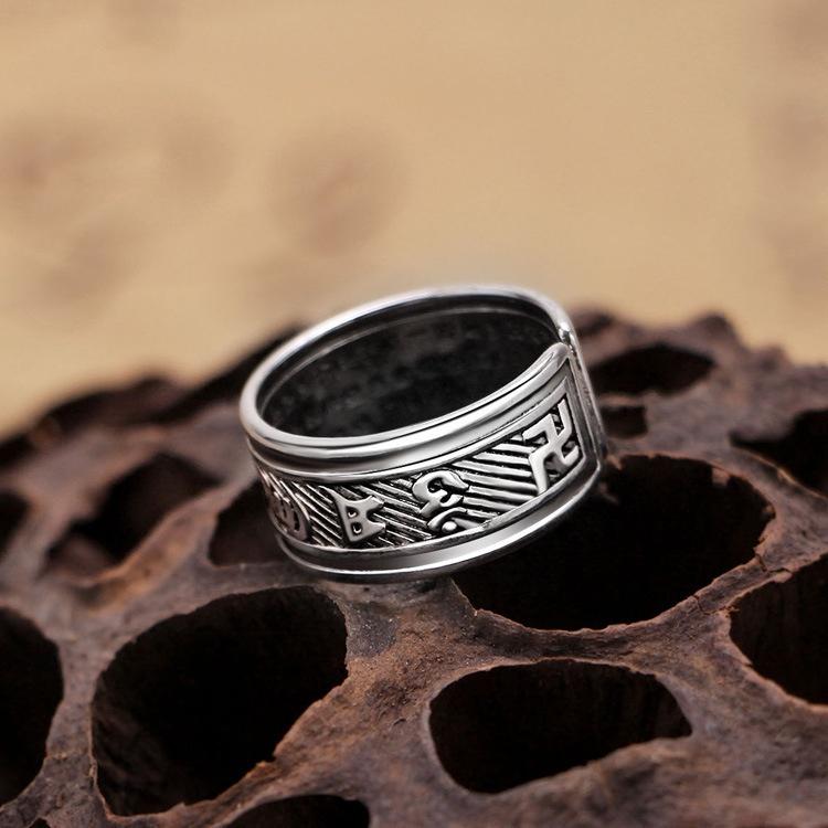 Ретро медное кольцо с состаренной черненой отделкой, унисекс, мантра из шести слов, разомкнутое кольцо, заводская оптовая продажа