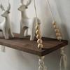 Wall Hanging Shelf Nordic Bohemia Style Wood Floating Shelf Adjustable Rustic Plant Storage Rack Holder With
