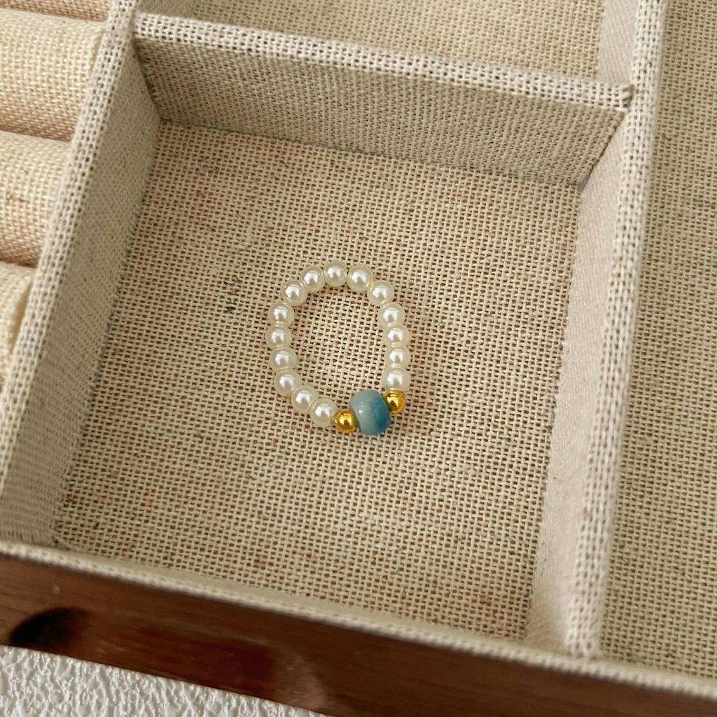 Кольцо с жемчугом, эластичное, женское, литературное, для ношения в несколько рядов, на указательный палец, высококачественное, ручной работы, ювелирное изделие