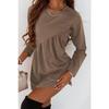 GMXIA Осенне-зимнее однотонное платье с длинным рукавом и нерегулярным круглым вырезом, длинное платье с футболкой для женщин, свитера