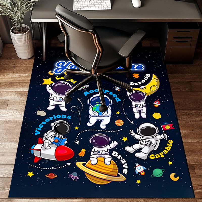 1PC Custom Name Space Adventure Icons Theme Floor Mat Ideal for Living Room, Game Rooms, Office, Bedroom Floor Mat Playful Design