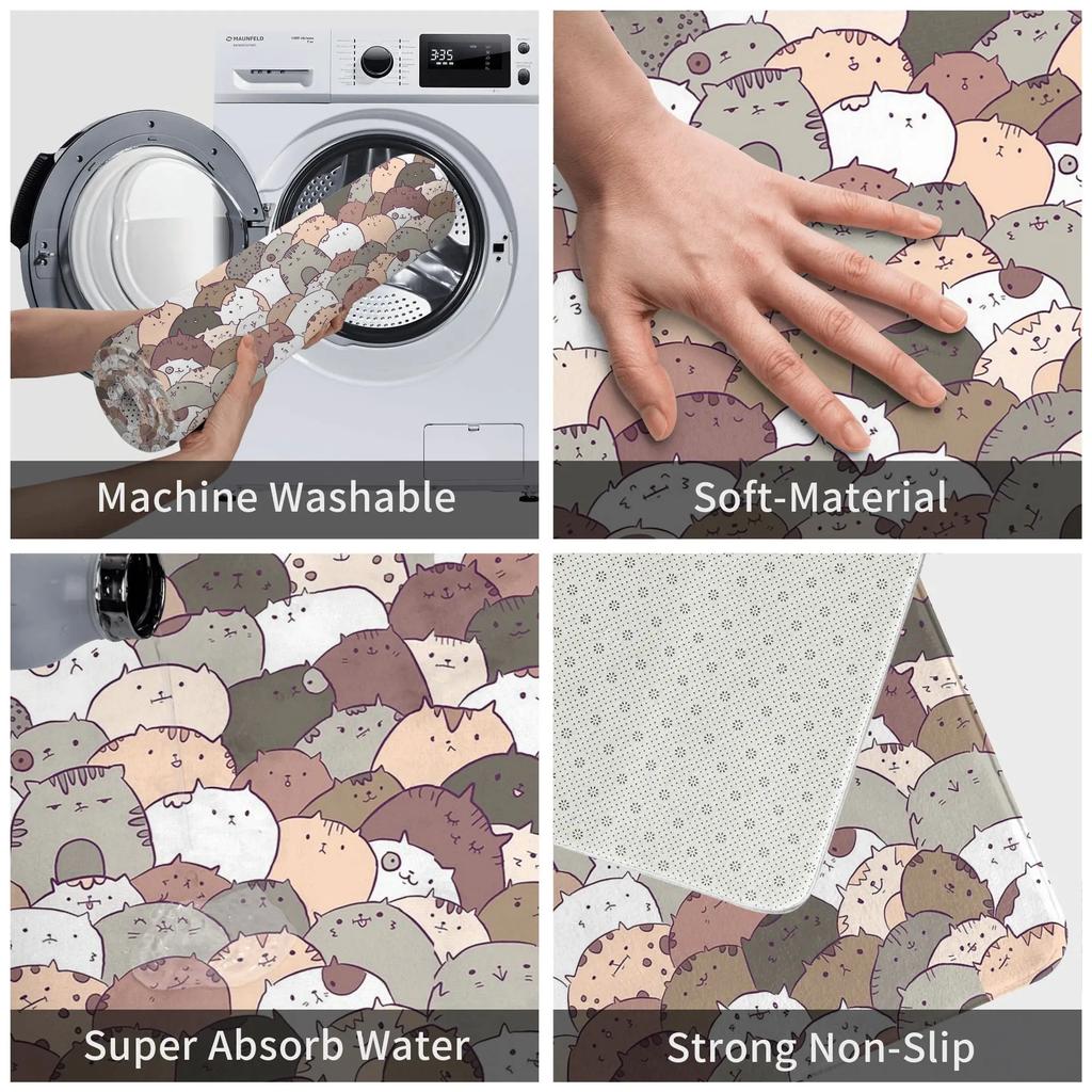 Lots of Cats (2) Anti-slip Doormat Floor Mat Absorbent Mat Carpet Rug for Kitchen Entrance Home Bedroom Footpad Mats