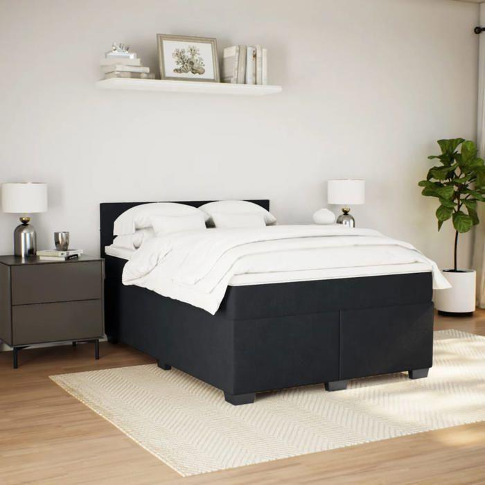 Maison Exclusive - Sommier à lattes de lit avec matelas Noir 140x190 cm Velours