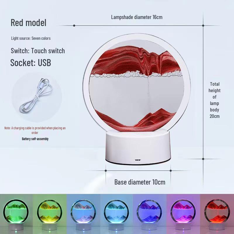 Ночной светильник в виде песочных часов: Лампа с картиной из зыбучего песка для украшения спальни и прикроватной тумбочки, идеальный уникальный подарок на день рождения лучшей подруги.