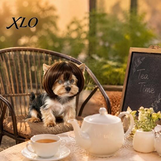 Cute Bob Style Pet Wig Funny Dog for Small Medium Large Dogs, Cats Dogs Costume with Adjustable Elastic Band Cosplay, Halloween, Christmas,