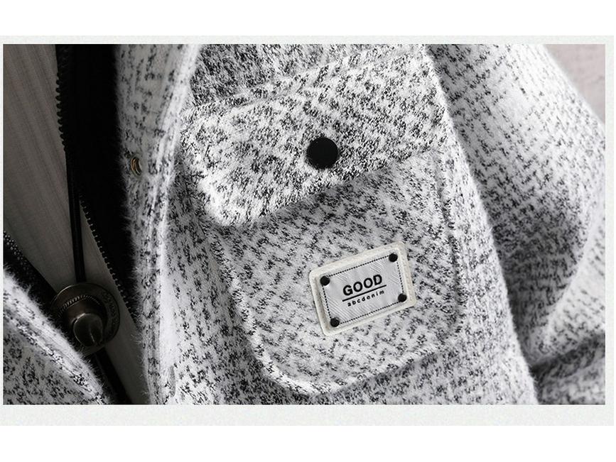 Модный двубортный мужской пальто из искусственной шерсти с бархатной подкладкой