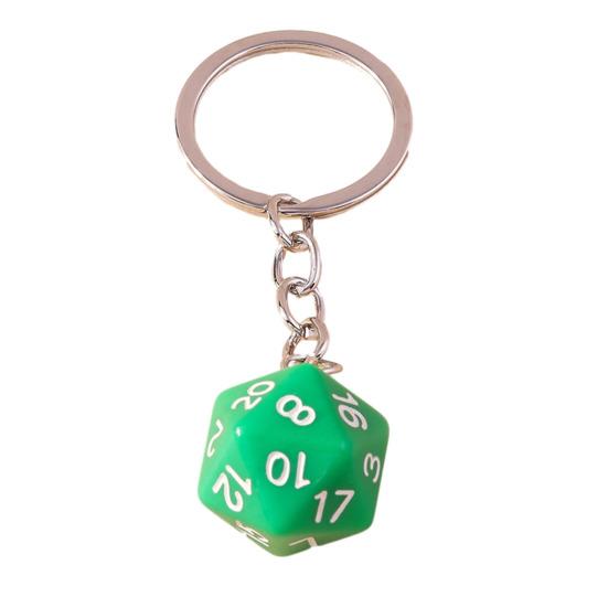 Yousheng Dice Keychain 20 Sides Number Curved Stainless Polished Chain Geometric Car Key Holder Handbag DIY Pendant Key Organizer