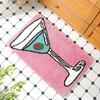 Pink Martini Wine Glasses Kitchen Entrance Floor Mat Bathroom Shower Area Absorbent Carpet Soft Home Decoration