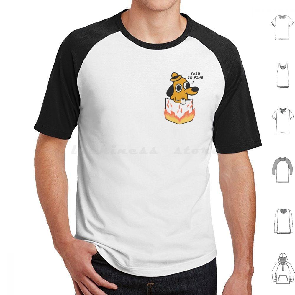 This Is Fine T Shirt Men Women Kids 6xl This Is Fine Meme Meme Dog Pet Coffee Animal Melonseta Fire Gunshow On Fire