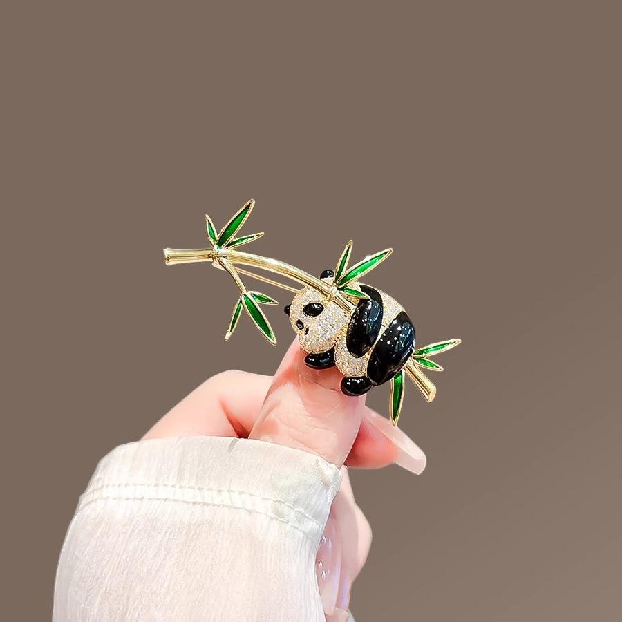 Высококачественная милая брошь в виде панды с бамбуком - украшения в китайском стиле