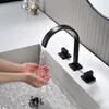 Black Basin Faucets Brass Chrome Deck Mounted Bathroom Sink Faucets 3 Holes Dual Handles Hot And Cold Water Tap Gold