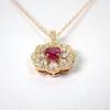 [New] K18 Ruby Diamond Pendant Necklace [i2-6]