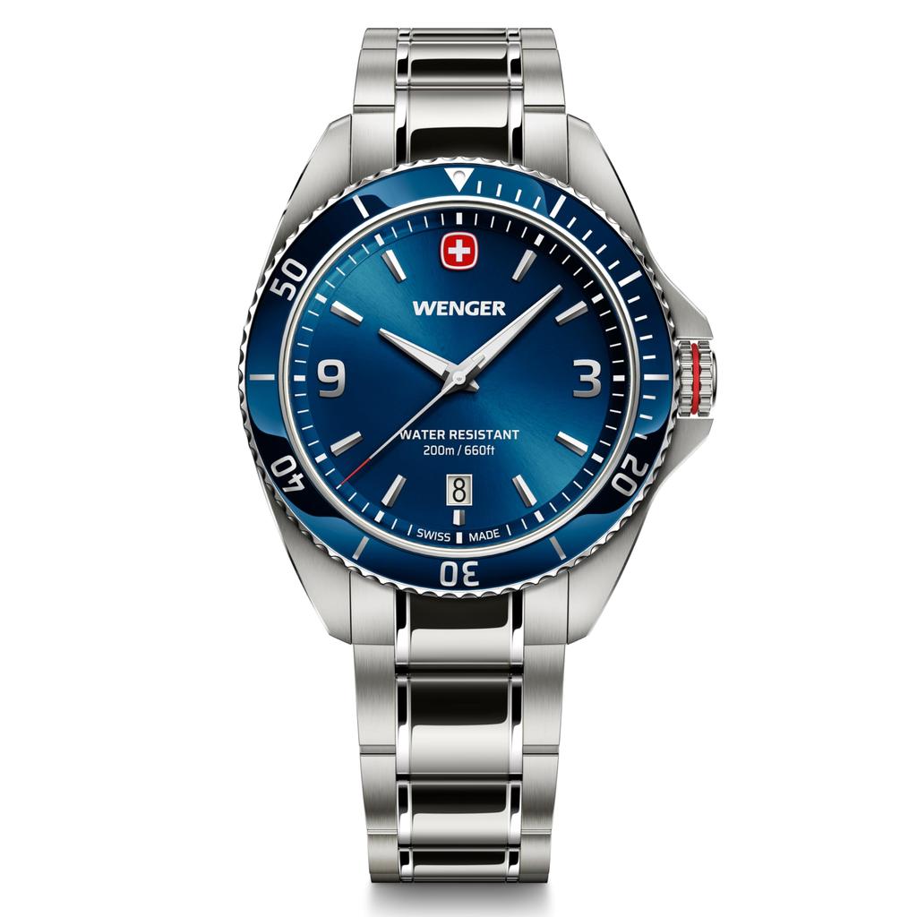 WENGER EXECUTIVE Stainless Steel Case Blue Stainless Steel Quartz 200m Water Analog Executive Men's Watch
