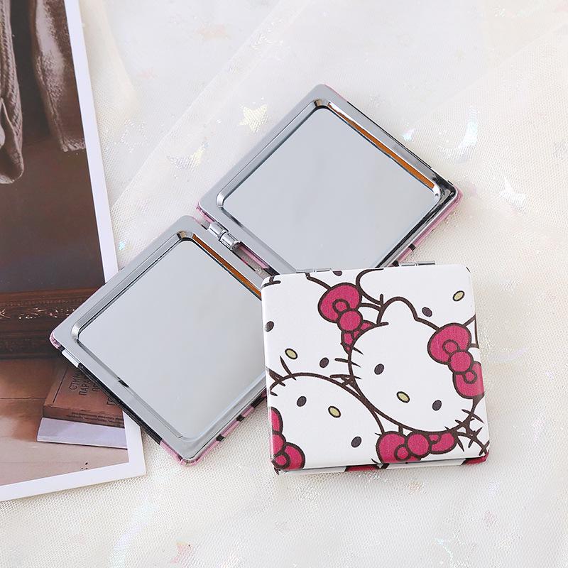 Портативное складное зеркало для макияжа Sanrio - Милый мультяшный ручной аксессуар для подкрашивания