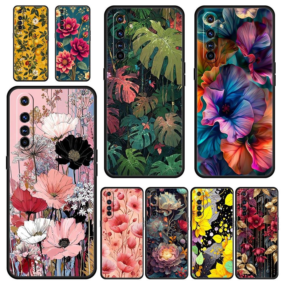 Abstract Plants Flower Soft TPU For Realme 13 12 11 10 9 Pro Plus GT3 GT2 C21 C25 C35 C53 C55 C67 Pro 5G Phone Case Cover Fundas