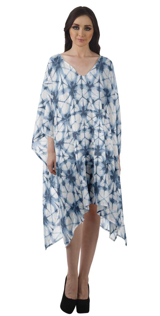 Moomaya Georgette Short Caftan Midi Dress Beach Swimwear Cover Up Womens