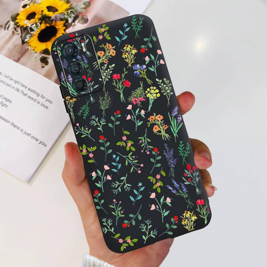 Чехол для Motorola Moto G42 XT2233-2 Мягкий силиконовый черный чехол Стильный чехол для телефона с рисунком Цветы Бабочки Для Moto G42 G 42 MotoG42 Чехол