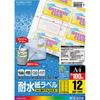 KOKUYO Color Laser Color Copy Water Resistant Label 12 Sides 100 Sheets LBP-WP1912N