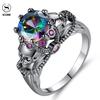 New Creative Skull Ring with Diamond Color Zircon Ring Female European and American Style Hand Jewelry