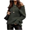 Autumn Women Casual Long Sleeve Sweaters Crew Neck Pure Color Soft Ribbed Knitted Oversized Loose Pullover
