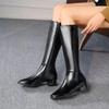 Женские квадратные высокие сапоги-трубы осень-зима новые модные белые простые и универсальные квадратные сапоги с боковой молнией