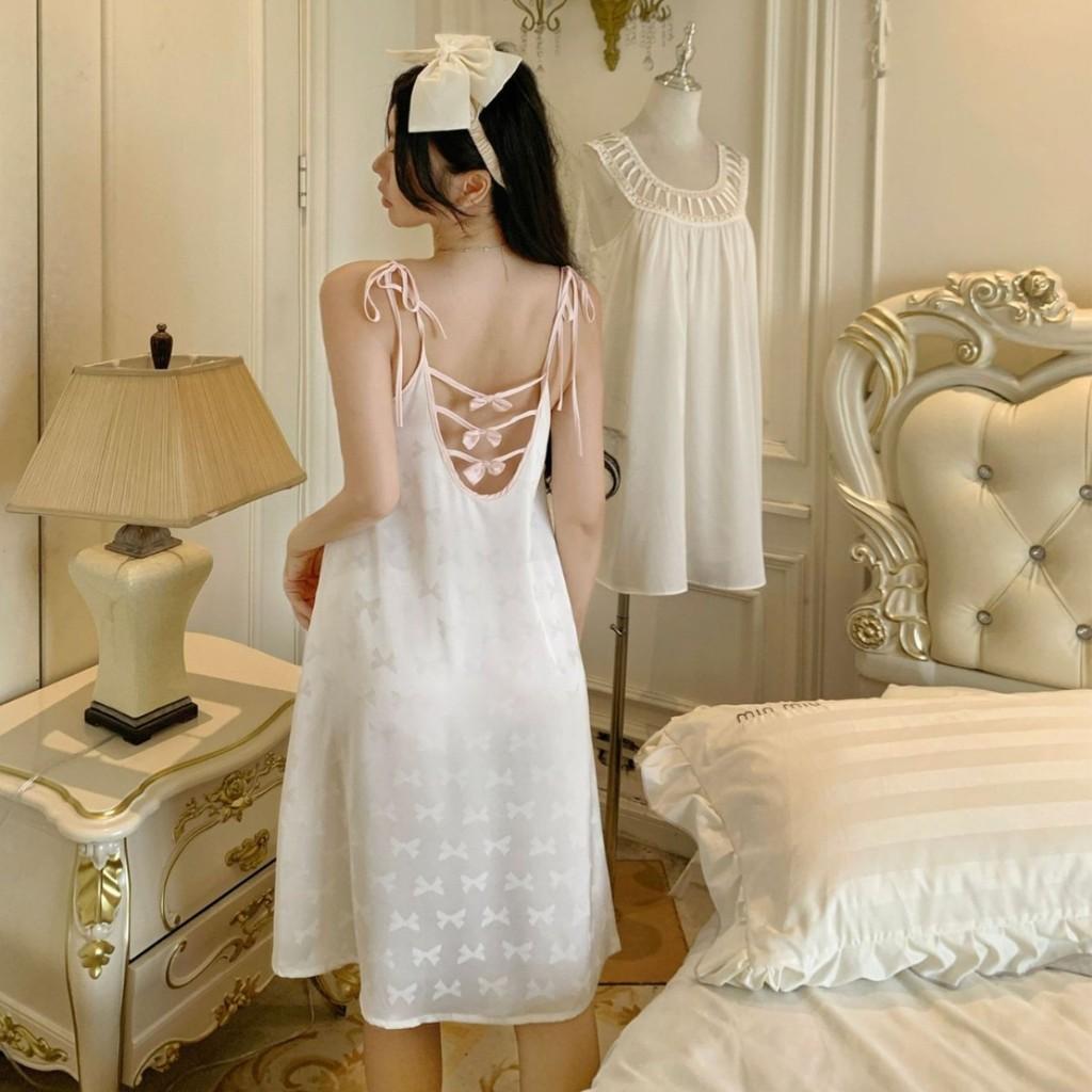 Pure Desire Style Women Summer Sleep Dress With Ice Silk Sleeveless Vneck For Home Comfort