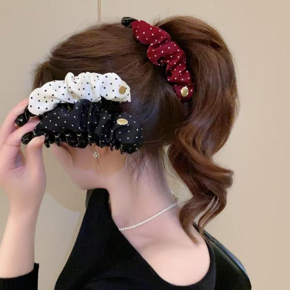Korean-style Hair Clip Dot Pleated Ponytail Clip New Banana Clip Adds Volume To Hair