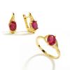 Simple Design Light Luxury Filled Ruby Natural Gems Ring Earrings Fine Jewelry for Women's Anniversary Engagement Banquet Wear