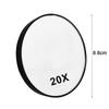 Plastic Black Cosmetics Tool Round 20X Magnifying Mirror Makeup Mirror Two Suction Cups