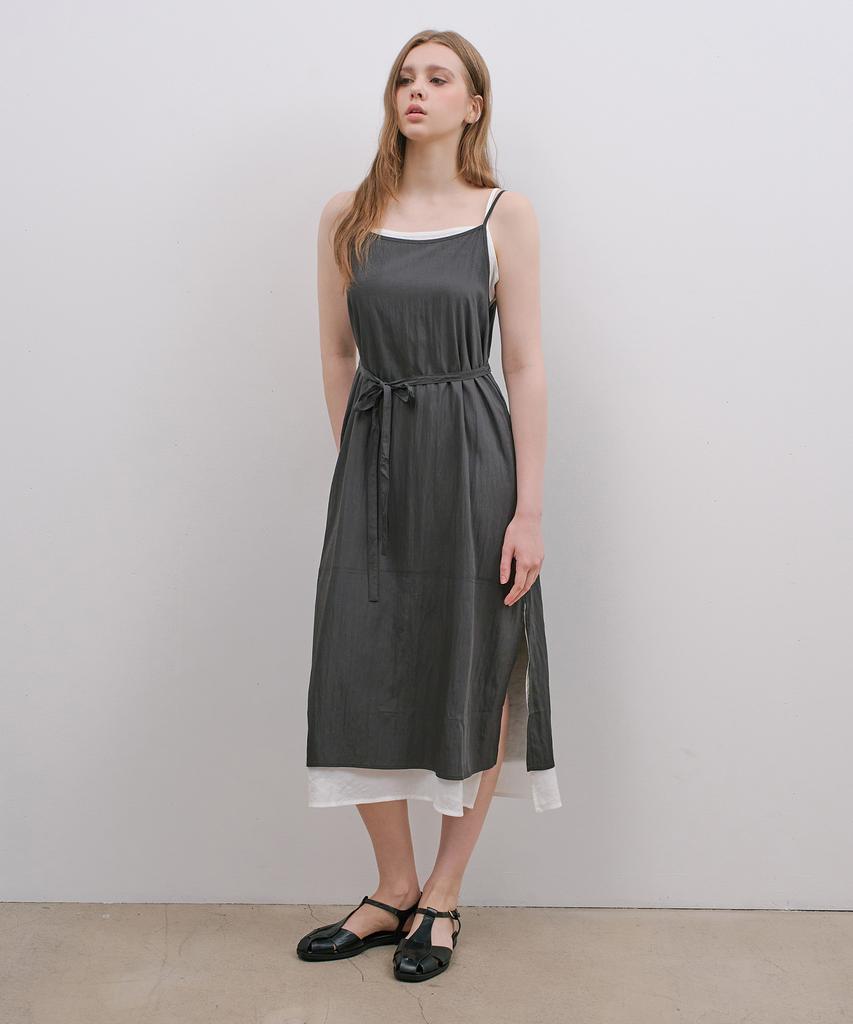 Mind Bridge Woman [W] Layered Sleeveless Dark Gray Long Dress