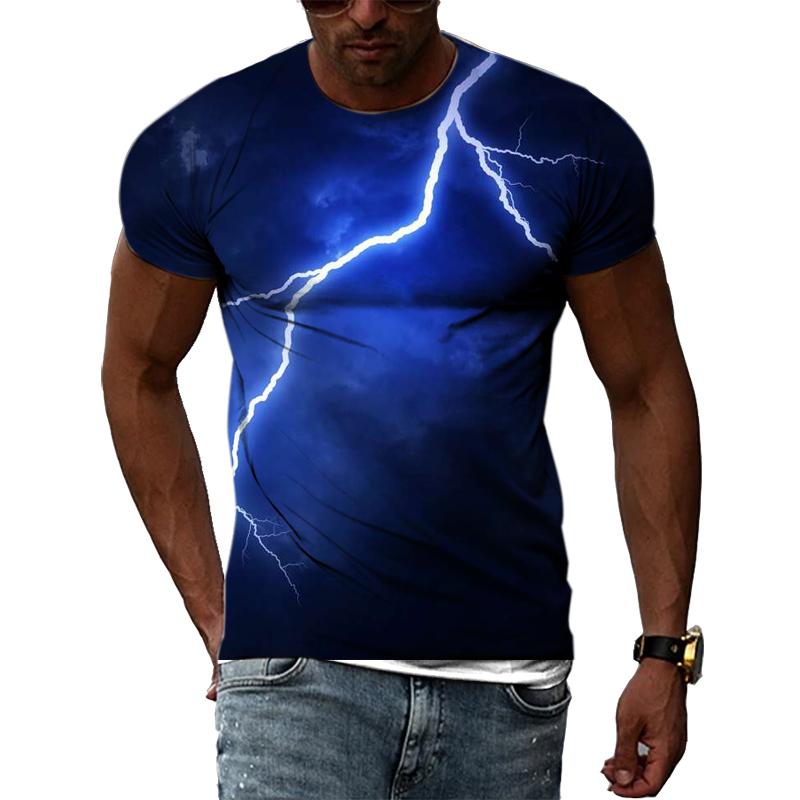 Summer Natural Landscape Lightning Graphic T Shirts Men 3D Fashion Casual Personality Printing Tees Hip Hop Harajuku O-neck Tops