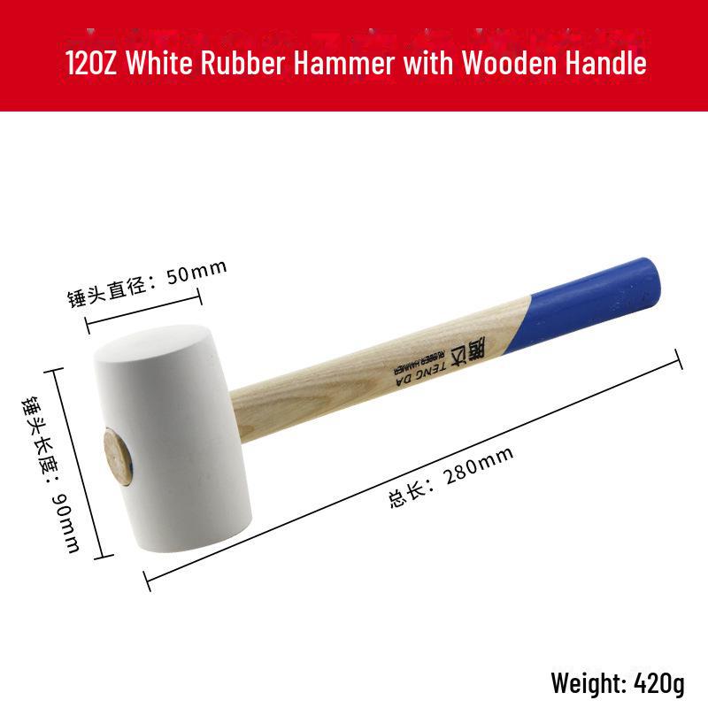 Тенгда Резиновая киянка с рукояткой из массива дерева для укладки плитки и пола