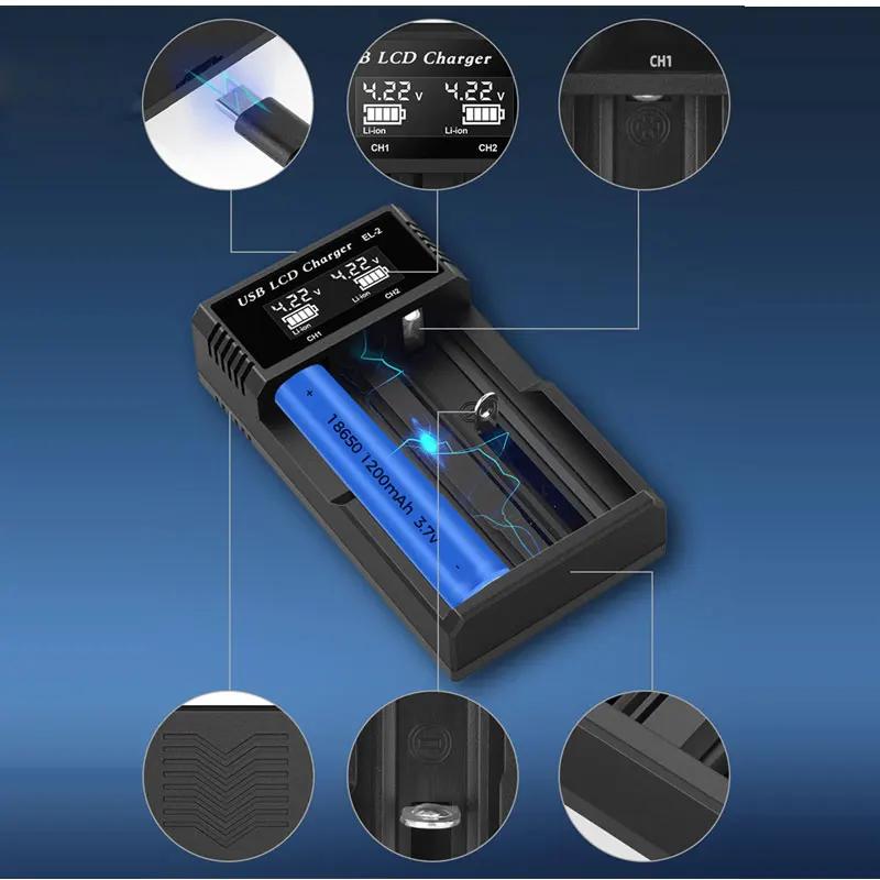 USB LCD Battery Smart Charger 1 / 2 Slots Dual для 18650 3.7V перезаряжаемой литиевой батареи для 1.2V NI-MH AA / AAA батареи