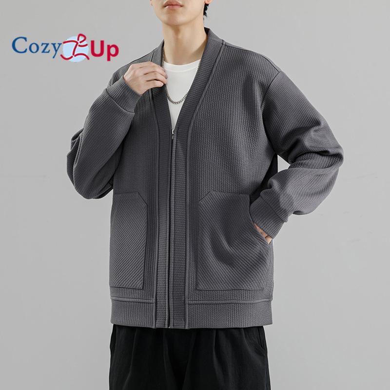 Уютный мужской кардиган, свитер из полушерсти, вязаный кардиган с V-образным вырезом и пуговицами, с карманами