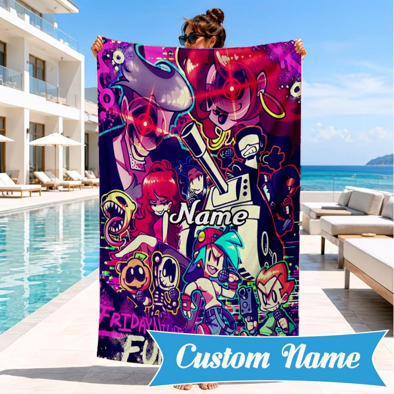 Custom Name Friday night Beach Towel Microfiber Beach Towel, Lightweight and Quick-Dry, for Summer Travel, Swimming Pool Gift