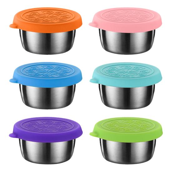 6 шт. контейнеры для заправки для салата, чашки для соуса, пищевой класс, не содержат BPA, многоразовые герметичные небольшие контейнеры для приправ