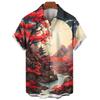 2025 Новые рубашки для мужчин с коротким рукавом, одежда в японском стиле с рисунком укиё-э, свободные летние рубашки в уличном стиле для мужчин