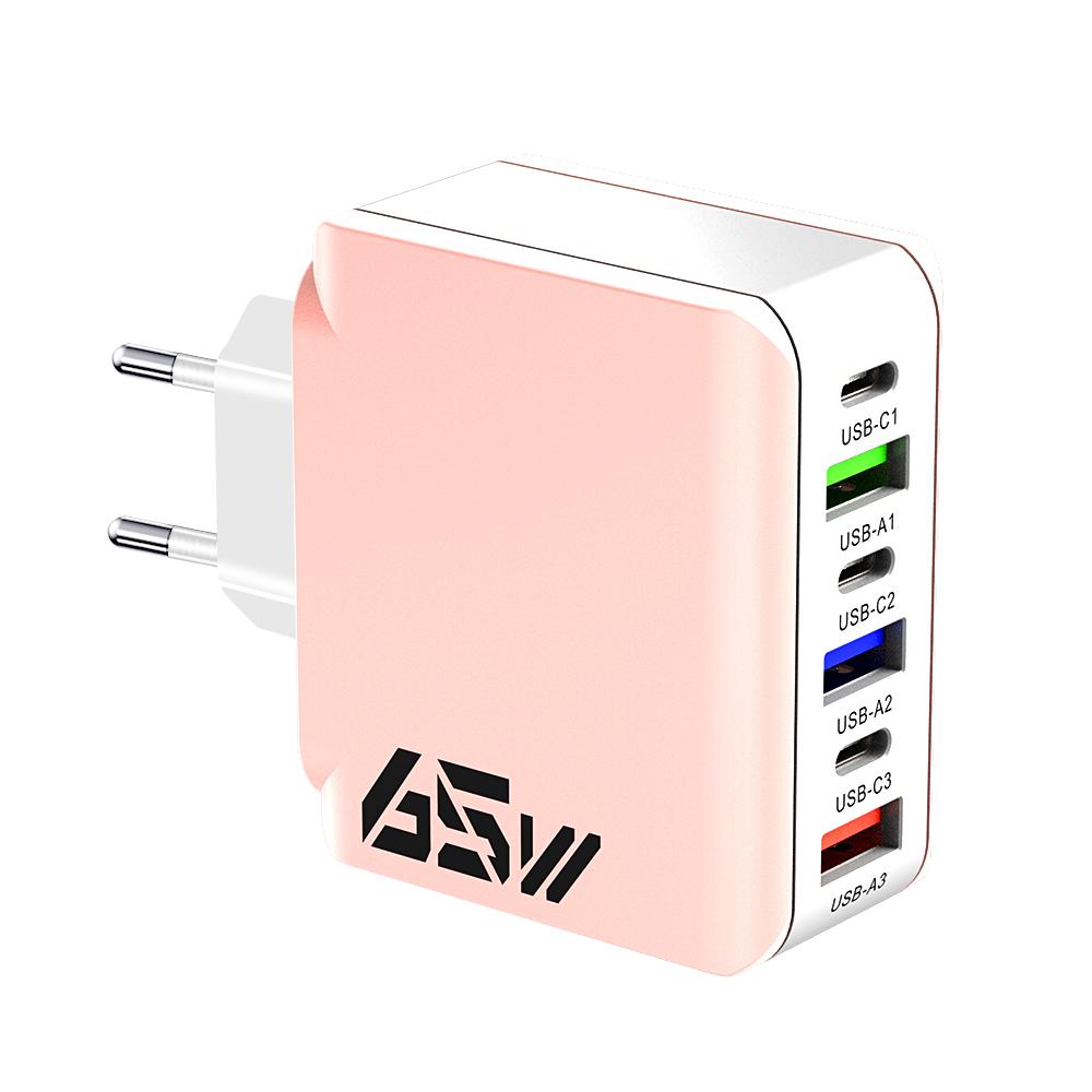 Total 65W Fast Charging USB Type C Charger 6 Ports Quick Charge 3.0 Adapter For Samsung Xiaomi iPhone Mobile Phone Wall Chargers