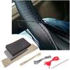 DIY PU Leather Steering Wheel Cover - Non-Slip Hand Stitched w/Needle & Thread, Universal Fit for Auto/Car/Truck (4 Colors)